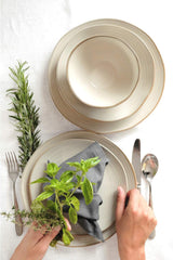 MÄSER 931512 Nottingham Vintage Series Set de veselă pentru 4 persoane, serviciu combinat de 20 de piese cu forme rotunjite neregulate în aspect retro, gresie, bej