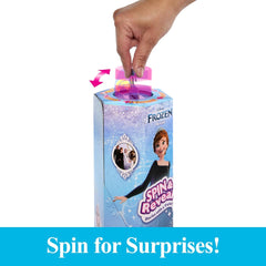 Mattel Disney The Ice Queen Anna Fashion Doll Set, Spin & Reveal con 11 sorpresas, incluyendo 5 accesorios, 5 pegatinas y una escena de juego, inspirada en la película de Disney, HXD27 Naty Shop Dolls