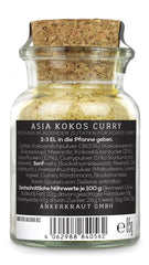 Ankerkraut Asia Kokos Curry, 85 g en vaso de corcho, Gewürz für Kokos-Milch Gemüse Fleisch, Einfach Lecker Zu Hause Kochen, Premium Qualität in der Panne