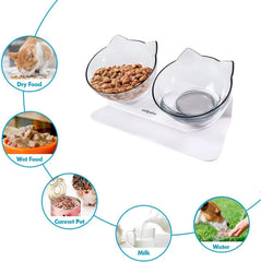 Edipets, Katzennapf erhöht, Einzel oder Doppel, Antischlingnapf, Erhöchte, für Hund und Katze (Transparente)