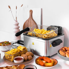 Friteuză Tristar, 1 coș mare și 2 coșuri mici, termostat reglabil, zonă de răcire, 5 litri, 2000 W, FR-6949 Electrocasnice Naty Shop