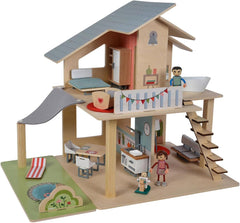 Eichhorn - Casa de muñecas con accesorios - Incl. Mueble y 3 figuras, Sin montar, Fabricado en madera, 25 piezas, 53X36X44 cm de tamaño, A partir de TRES años Casas de Muñecas Naty Shop Título predeterminado