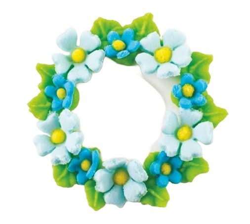 Decoratiune comestibila din zahar, Coronita cu flori albastre Nati Shop