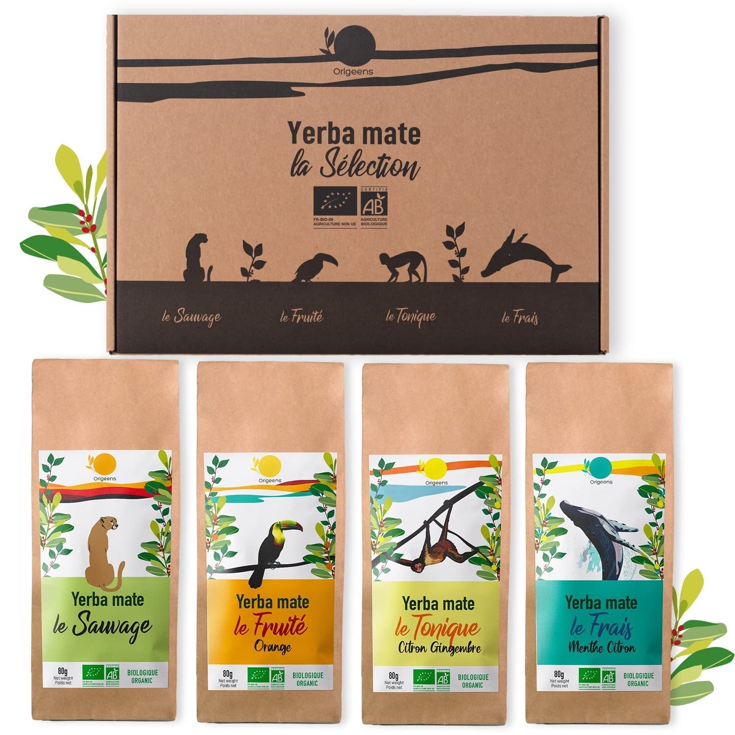 SET CADOU ORIGEENS CEAI MATE BIO X4 I Yerba Mate Bio 4X80G I Set ceai Yerba Mate, idee cadou