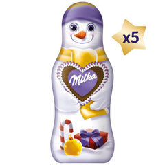 Milka Snowman Friends Alpine Milk - Mini muñecos de nieve de chocolate fino con leche alpina - 5 x 15 g