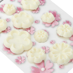 103FF006 Forme de biscuiți Jem pentru margarete/flori mici și primule, asortate, plastic, fildeș, 9 x 1 x 16 cm, 10 bucăți