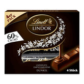 Chocolate Lindt | Sticks LINDOR 60% Cacao | 100g | 4 tabletas de chocolate con chocolate negro 60% cacao y relleno derretido en la boca | Barra de chocolate