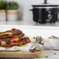 Olla de cocción lenta Tristar VS-3915, olla de cerámica de acero inoxidable con 2 niveles de calor y función mantener caliente, Olla de Cocción Lenta 3,5 L Naty Shop