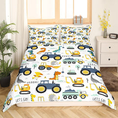 Juego De Cama Jungen Cartoon Car 135X200,Kinder Bau Fahrzeuge Tröster Abdeckung Für Kind Kleinkind Teens,Dinosaurier Bettbezug,Traktor Maschinerie Bagger Bettdecke Abdeckung,Lkw Autos Bettdecke Naty Shop