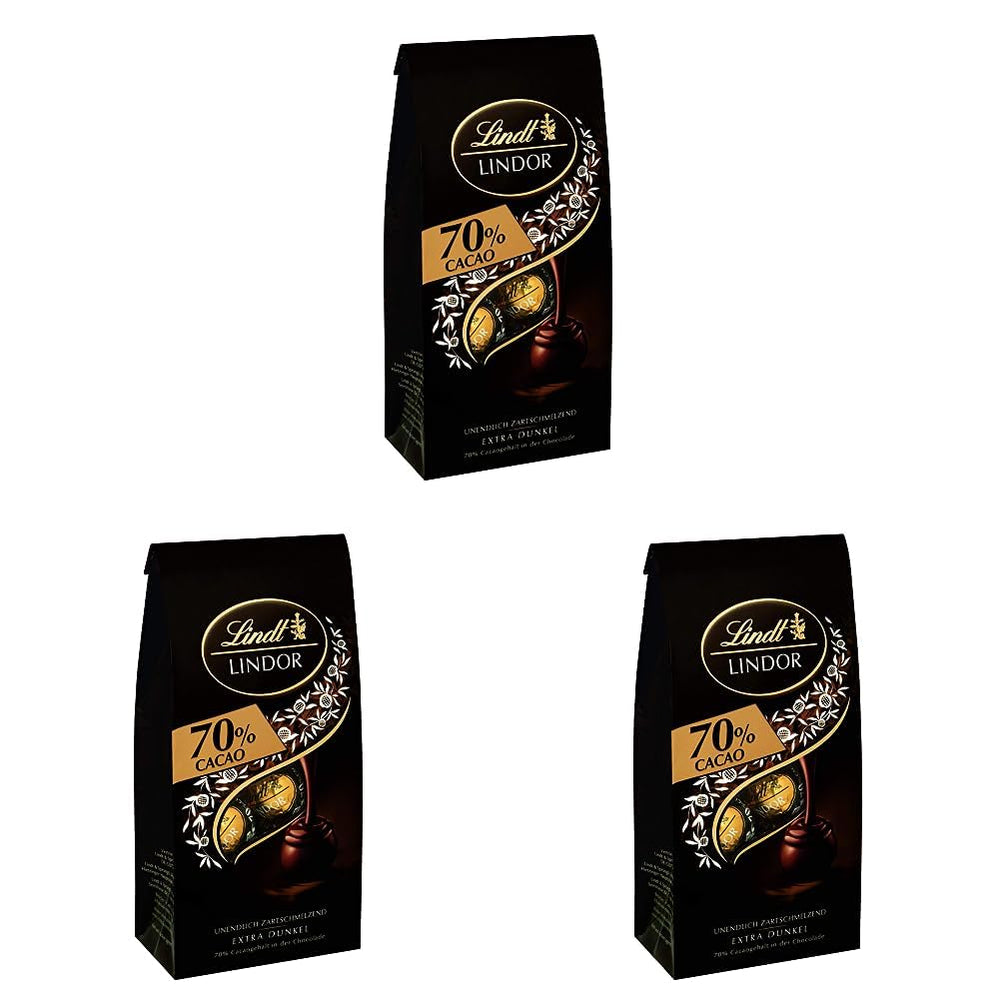 Bolitas de chocolate Lindor 70% cacao extra oscuro | Bolsa de 137g | Aprox. 10 bolas de fino chocolate negro con relleno que se deshace en la boca | Regalo de chocolate | regalo de chocolate