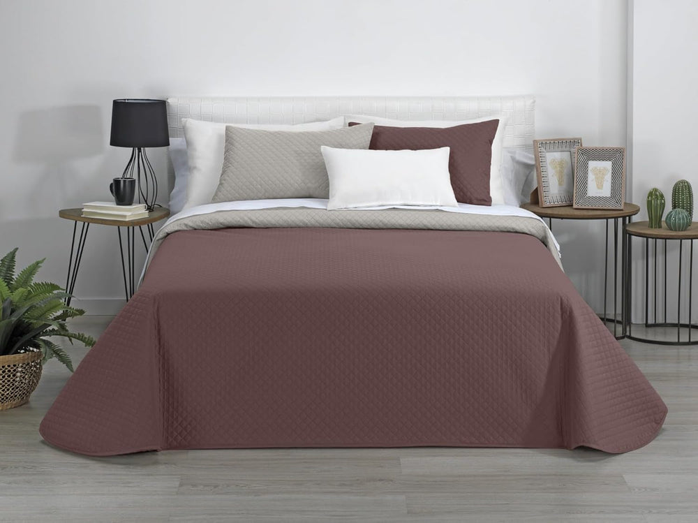 Estoralis | AVA | Cuvertură Boutique Reversibilă | Pentru toate anotimpurile | Culoare - Bej/Brun | Pentru pat de 120/135 cm. pat. (230 X 270 Cm. Ancho X Alto) | Cuvertură cu matlasare Plapumi si pilote Naty Shop Titlu implicit