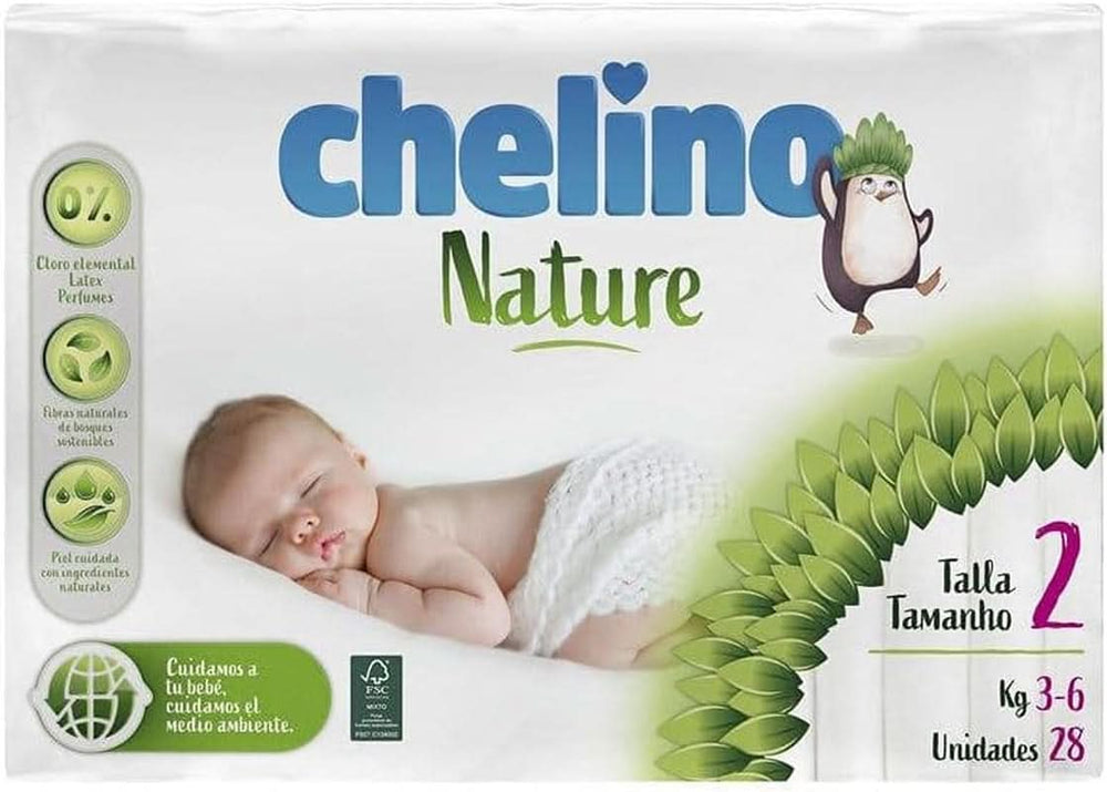 Pañal Chelino Nature, talla 2, 3 - 6 Kg, 28 pañales Madre e Niño Naty Shop Talla 2 (Pack de 28)