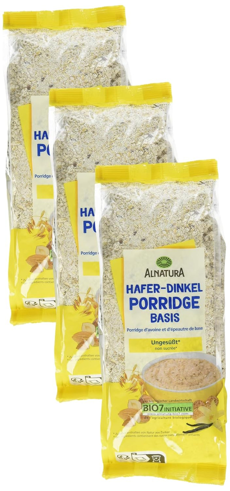 Base de avena y gachas de espelta ecológicas, 500g (pack de 3)