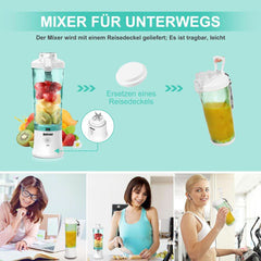 Batidora Smoothie Maker to Go, Mini Standmixer Tragbar Mit 6-Klingen Edelstahl, Enstafter Mit Reisedeckel, Batidora Portátil USB Elektrisch Botella 600Ml, Batidora Shaker Slushy Maker Wasserdichter Bucatarie Naty Shop