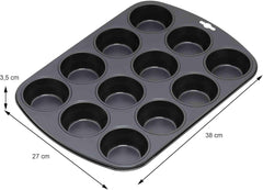 Original Kaiser Inspiration Muffinform-Set 2-Teilig, Muffinblech Mit Xmas Papierbackförmchen Für 12 Muffins, 38 X 27 Cm, Cupcake Form Antihaftbeschichte, Schwarz Moldes y bandejas para hornear Naty Shop