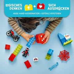 LEGO DUPLO Marvel Spins Motorcycle Adventure, set de juego de fantasía para la serie de televisión Spidey y sus súper amigos, juguete educativo para construir y reconstruir para niños a partir de 2 años 10424 Juegos de construcción Besuche den LEGO-Store