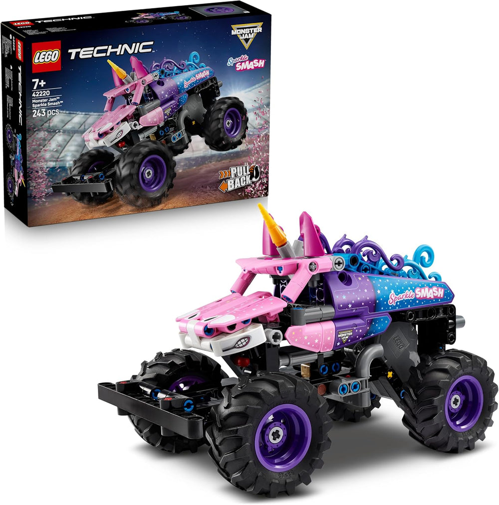 LEGO Technic Monster Jam Sparkle Smash con motor de rueda - Technic Monstertruck & Einhorn Monster Truck Spielzeug - Juegos creativos de 7 años para niños, niñas y niños - 42220