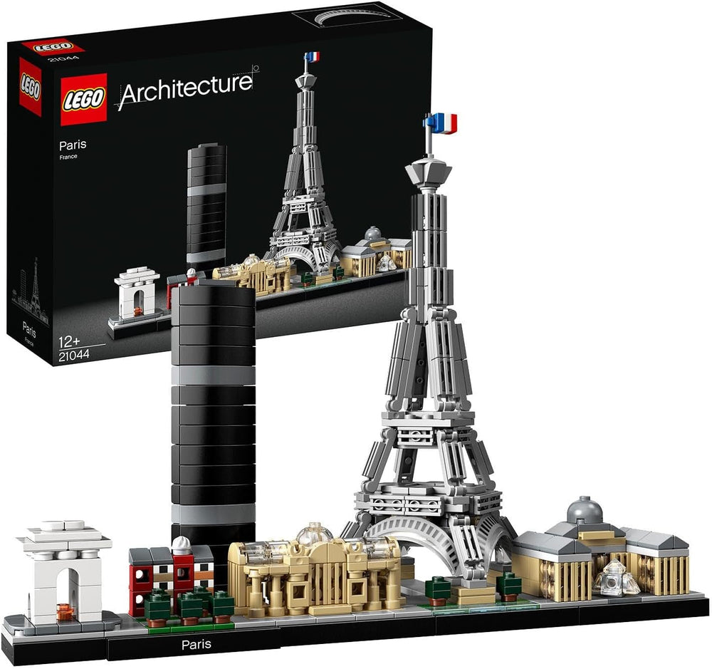 LEGO Architecture París, Torre Eiffel, Campos Elíseos y Louvre, kit de modelos, colección Skyline, decoración para el hogar y la oficina, ideas de regalos para coleccionistas, hombres y mujeres 21044 Juegos de construcción Besuche den LEGO-Store Single