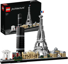 LEGO Architecture París, Torre Eiffel, Campos Elíseos y Louvre, kit de modelos, colección Skyline, decoración para el hogar y la oficina, ideas de regalos para coleccionistas, hombres y mujeres 21044 Juegos de construcción Besuche den LEGO-Store Single