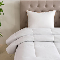 Set de lenjerie de pat Good Nite pentru pat single, 15 Tog, căldură de iarnă, pat single, poliester moale, fibră goală, lenjerie de pat albă cu benzi de colț, lavabilă la mașină (alb, 15 Tog, 130 X 150 cm) Plapumi si pilote Naty Shop