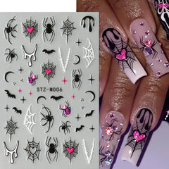 JMEOWIO Nagelsticker Halloween 6 Blatt Nail Art Sticker Selbstklebend Nagelaufkleber Dekoration Nageldesign Zubehör