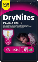 Huggies DryNites Ropa de dormir para niñas, 3-5 años (16-23 kg), 2 x 16 piezas