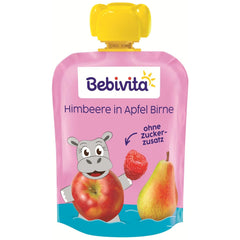 Himbeere in Apfel Birne Quetschie – 16 Stück (4er Pack, je 4 x 90g), sin Zuckerzusatz, sin gluten, ideal para refrigerios fuera de casa y autónomos
