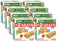 NESTLÉ CINI MINIS Barras de canela, snack crujiente de trigo integral y calcio, paquete de 8 (4 x 25 g cada uno)