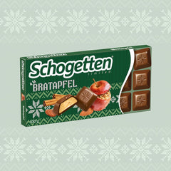 Schogetten Edición de invierno con manzanas maduras I Barra de chocolate 100g I con chocolate con leche y en cómodos trozos individuales
