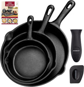 Sartén grill de hierro fundido OVERMONT con asa Ollas y Sartenes Naty Shop Redondas Juego de 3 piezas