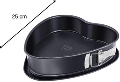 Tavă de tort Dr. Oetker în formă de inimă cu fund antiaderent, 25 cm, tavă de tort cu fund plat, tavă de copt în formă de inimă și antiaderentă din oțel cu strat antiaderent, cantitate: 1 bucată, 1479 negru