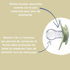 Nuby – Set de 5 tetine și suzete ortodontice din silicon moale | 3 modele pentru zi și noapte | 2 modele care strălucesc în întuneric | Fără BPA | Formă asemănătoare sânilor | Pentru 18-36 de luni