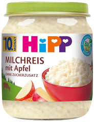 HiPP Arroz con Leche de Manzana Orgánico (6 x 200 g), sin azúcar añadido, bueno frío y caliente, la mejor calidad orgánica