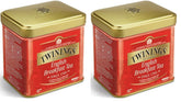 Twinings English Breakfast Tea Ceai negru vrac în cutie de ceai Ceai negru puternic din frunze de ceai de înaltă calitate culese din cele mai bune plantații de ceai din Sri Lanka și India G, neutru, 100 grame