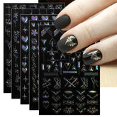 Jmeowio Nagelsticker Aurora Geometrisch 12 Blatt Nail Art Sticker Selbstklebend Nagelaufkleber Bunt Dekoration Nageldesign Zubehör