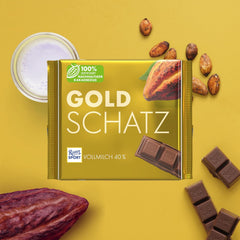 Ritter Sport - Gold Treasure - 11 x 250g, Chocolate con leche fino con trozos de caramelo, Chocolate clásico para compartir con amigos, 11 barras x 250g