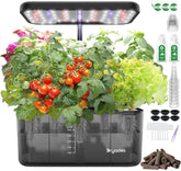 Sistema de cultivo hidropónico: 8 cápsulas, lámpara LED de espectro completo de 24 W con advertencia de nivel bajo de agua | Jardín interior para cocina, salón, escuela | Idea de regalo para jardineros aficionados.