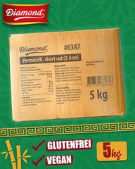 Fideos de vidrio DIAMOND, fideos cortos de vidrio con almidón de frijol mungo, naturalmente veganos y sin gluten - 1 x 5 kg