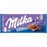Milka Oreo – Chocolate con leche alpino relleno de crujientes trozos de galletas Oreo y suave crema de vainilla – 100g