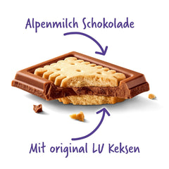Milka LU – Chocolate con leche alpino con galletas LU crujientes – 87g