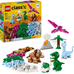 LEGO Classic Juego de construcción de dinosaurios creativos con figuras de animales y modelos hechos de ladrillos, experiencia de juego imaginativo, regalo para niños y niñas de 5 años, incluidos T.Rex y Triceratops 11041 Juegos de construcción Besuche den LEGO-Store Default Title