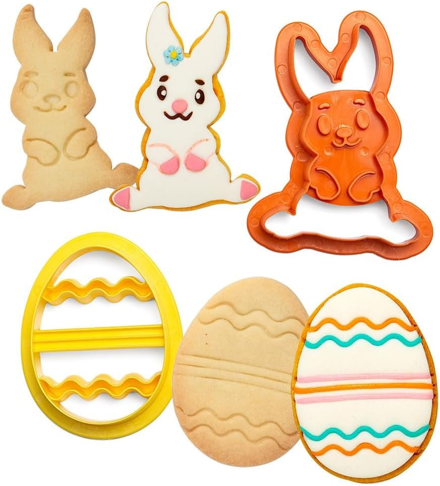 0255060 Formă de biscuiți din plastic, iepure și ou decorat