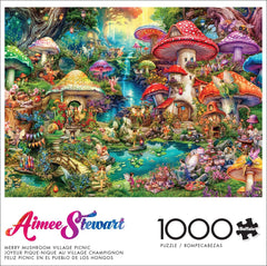 Buffalo Games - Aimee Stewart - Picnic en Merry Mushroom Village - Puzzle de 1000 piezas para adultos, rompecabezas desafiante, perfecto para noches de juegos - Tamaño listo para usar 26,75 x 19,75 cm Puzzle Naty Shop