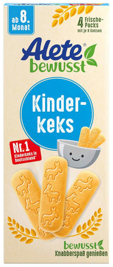 Biscuiți Alete Conscious pentru copii, de la 8 luni, biscuiți cu unt din grâu pentru copii, biscuiți ambalați convenabil ca o gustare mică, perfecți pentru drum și între ore, 1 x 180 g