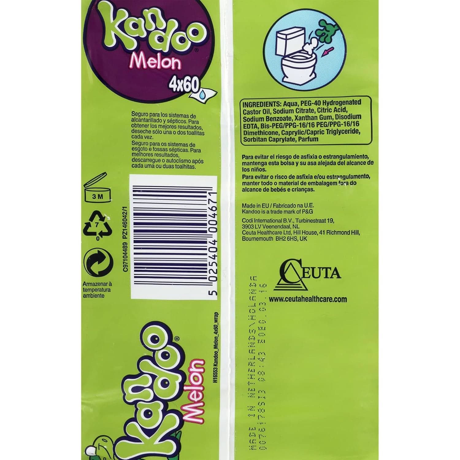 Rezerva șervețele de curățare, pepene parfumat, 4 x 60 bucăți Servetele Umede Bebelusi Naty Shop