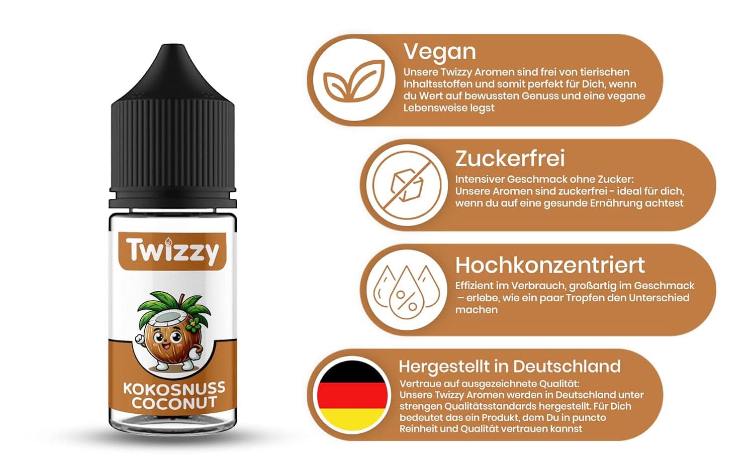 Twizzy Coconut Food Flavouring - Aromă intensă de nuca de cocos, 30 ml Arome Naty Shop