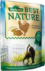 Dehner Best Nature Katzenfutter Multipack, Nassfutter, für ausgewachsene Katzen, je 2 x Kalb / Wild / Huhn / Kaninchen, 8 x 85 g Beutel (680 g)