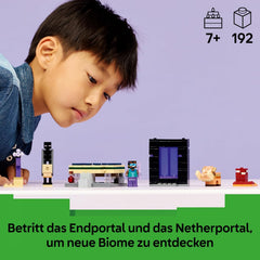 LEGO Minecraft Reise durch Nether and Endportal - Kinder Spielzeug mit Helden, Enderman and Baby Hoglin Figuren - Set mit Minecraft Figur - Gamer Geschenk für Jungen and Mädchen ab 7 Jahren - 21584