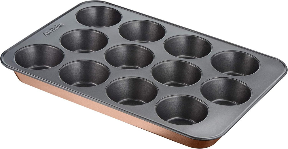 Tefal Airbake J2555014 Muffinform, Antihaftbeschichtung, Karbonstahl, Braun, 29 X 41 Cm Moldes y bandejas para hornear Naty Shop
