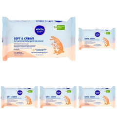 NIVEA Baby Toallitas Limpiadoras Hidratantes Soft & Cream, 57 piezas, para piel limpia, seca e hidratada, toallitas para bebé con leche de almendras y vitaminas B5, C y E